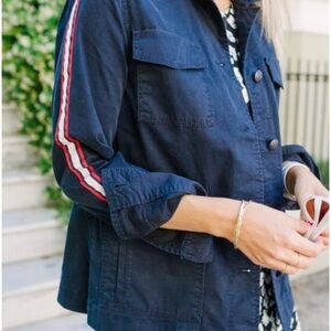 Banana Republic Preppy Navy Utility Jacket w/Red & White Striped Accents; Size S